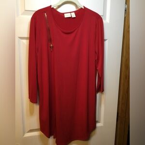 Chico’s Knit Kit Red Zip Detail Tunic Sz 2(12-14)